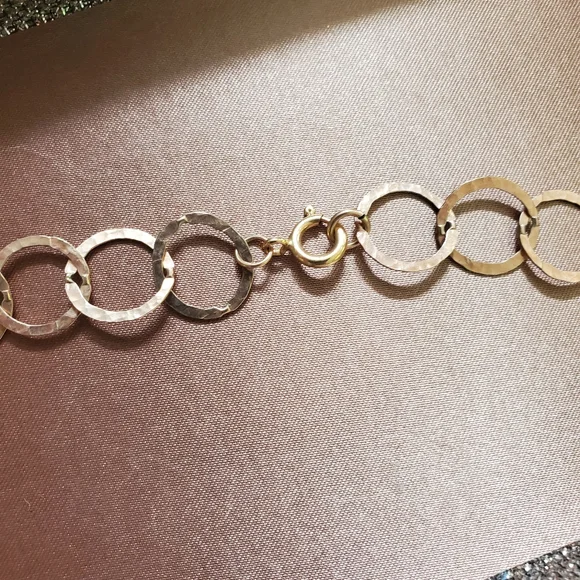 Hammered Rose Gold Link Long Necklace - Picture 6 of 8